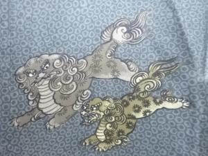 アンティーク　唐獅子模様男物長襦袢